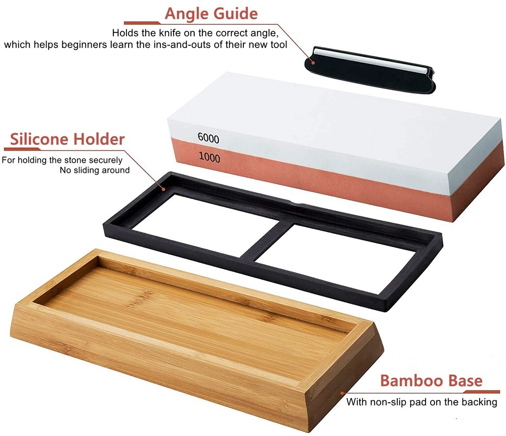 4PCS Knife Sharpening Water Stone 1000/6000 Grit Kitchen Whetstone Sharpener