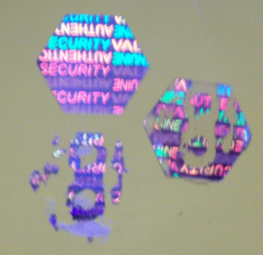 HexSc Custom Print SILVER Tamper Evident Hologram Label Sticker Seals