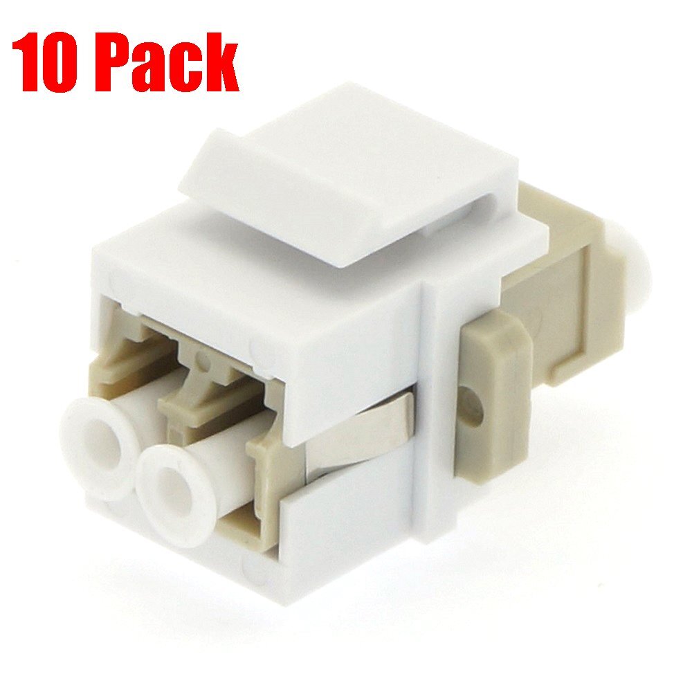 10x LC/UPC Keystone Duplex Multi Mode Fiber Optical Jack Insert Coupler Ivory