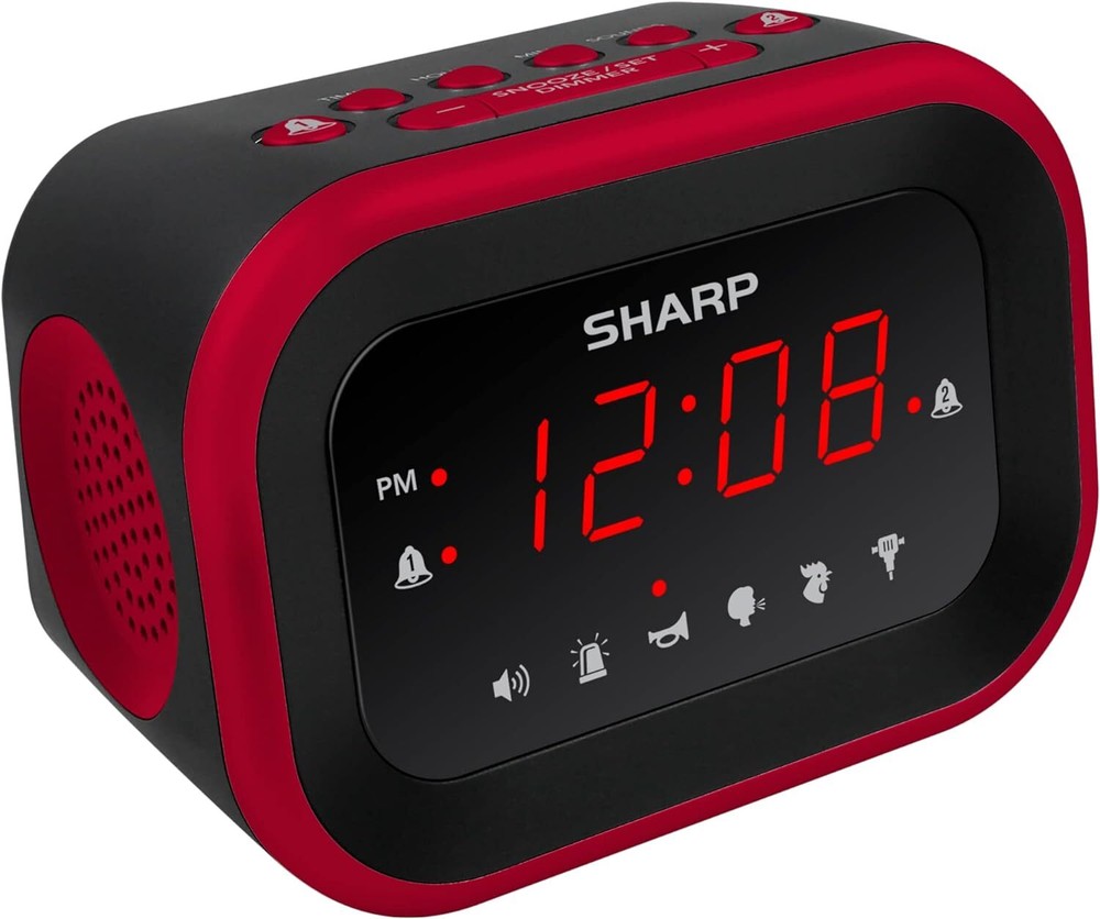 Extra Loud Alarm Clock 115Db Custom Volume Tone 6 Sounds Snooze Dimmer Control