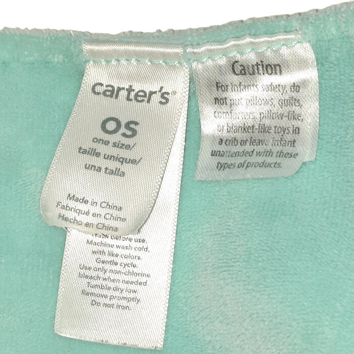 2015 Carters Gray Elephant Paci Loop Knotted Corners Aqua Security Blanket Lovey