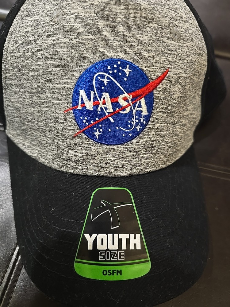 Nasa Black Gray Snap Back Hat Cap Youth Osfm