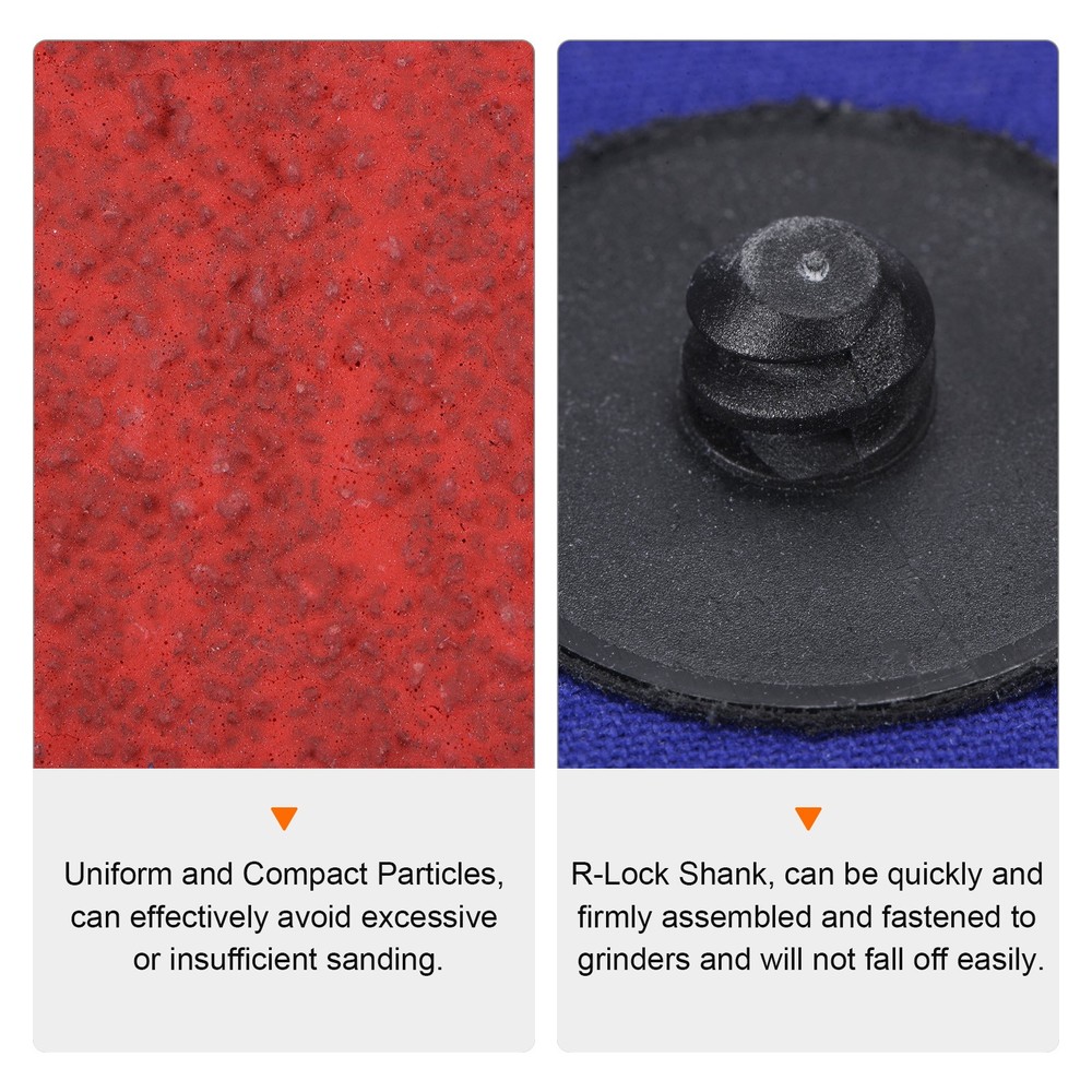 25pcs 3" 36 Grit Quick Change R-Type Sanding Discs Ceramic Grains Red Blue