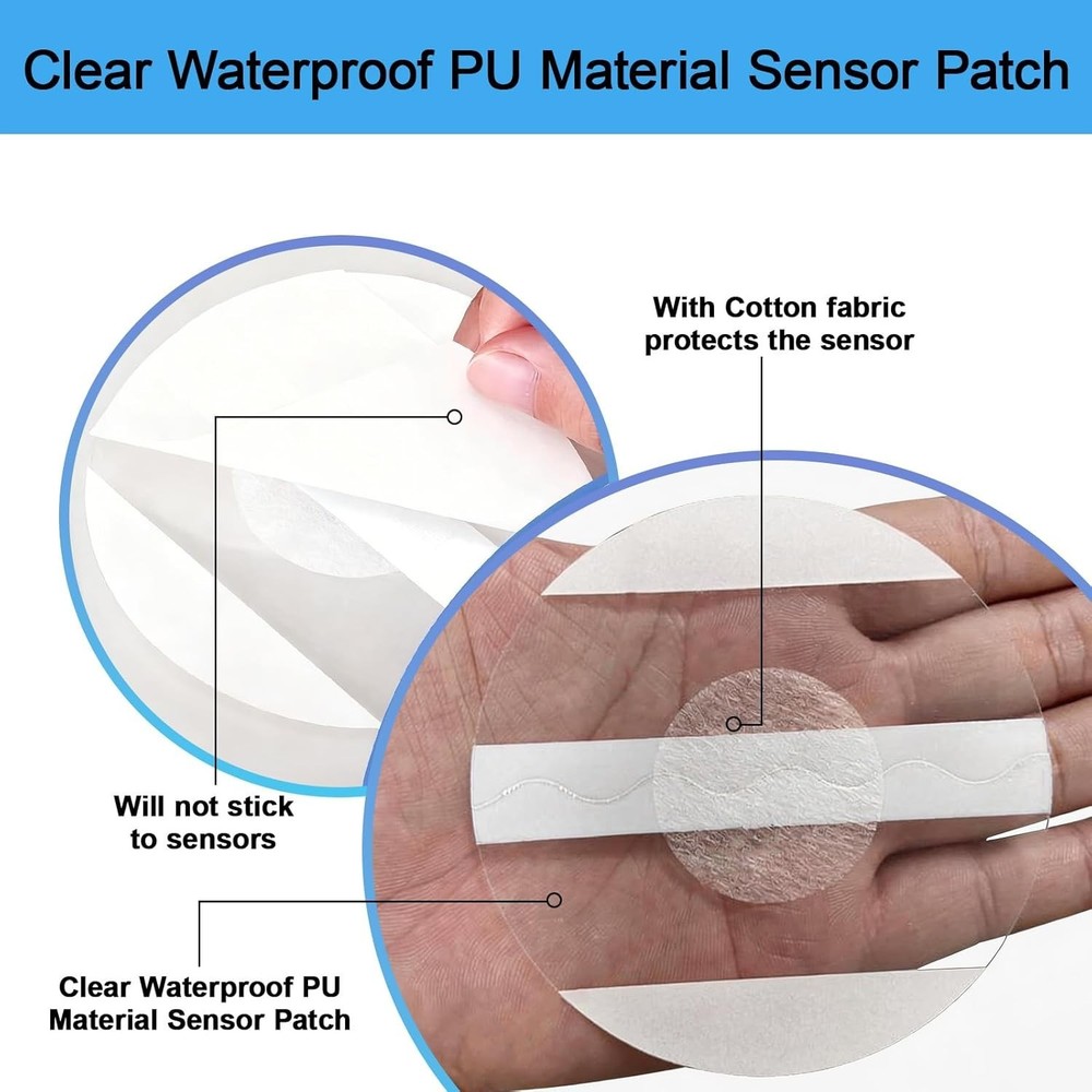 Transparent 20 Pack Libre 3 Adhesive Sensor Covers - Skin-Friendly & Durable