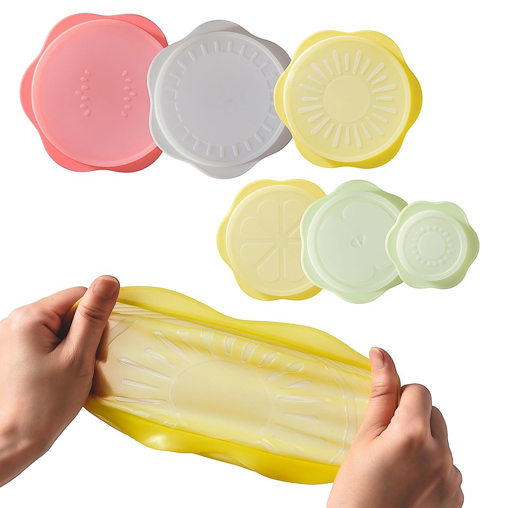 Reusable Silicone Stretchable Lids – 6‐Piece Multicolor Food