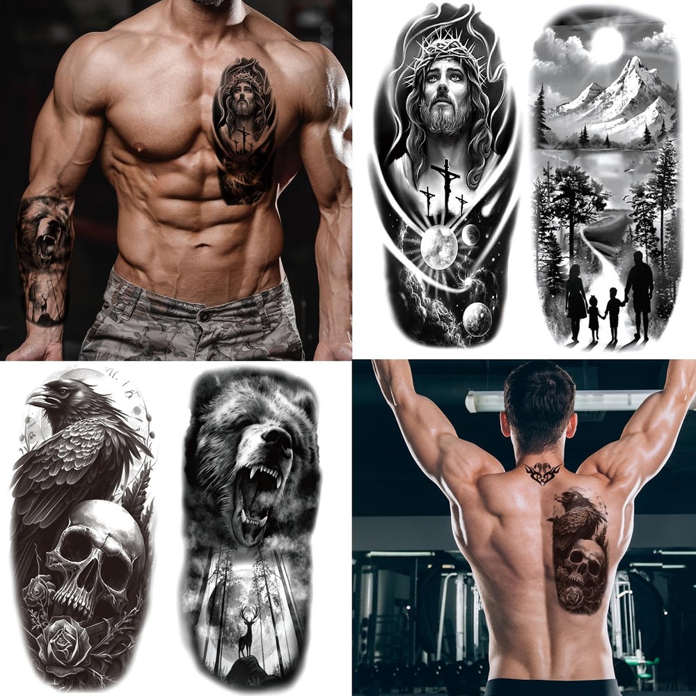 82 Sheets Temporary Tattoos Stickers, Fake Body Arm Chest Medium, Multicolor
