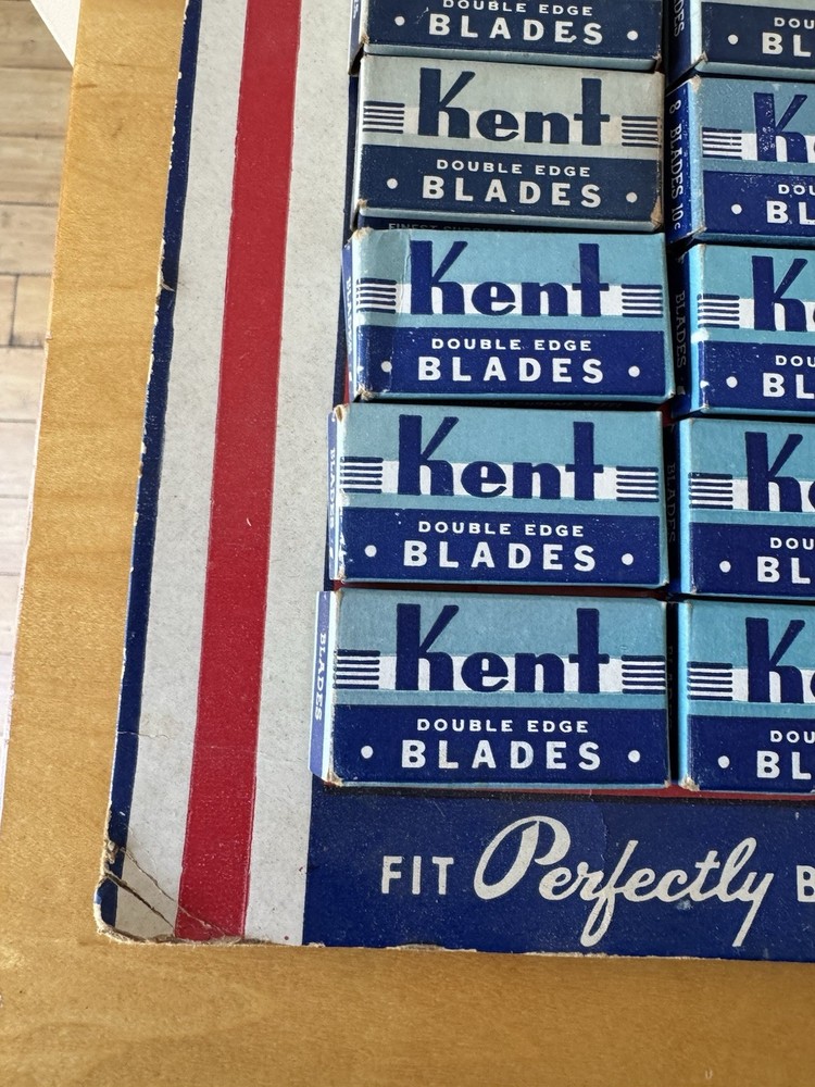 Vintage Razor Blade Store Display KENT Double-Edge Missing 3 Boxes