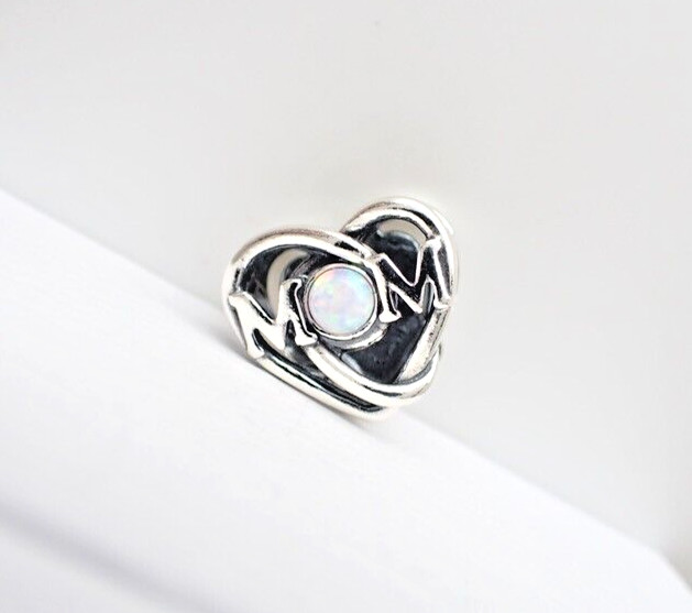 Authentic Pandora #793233C01 Openwork Mom & Heart Charm