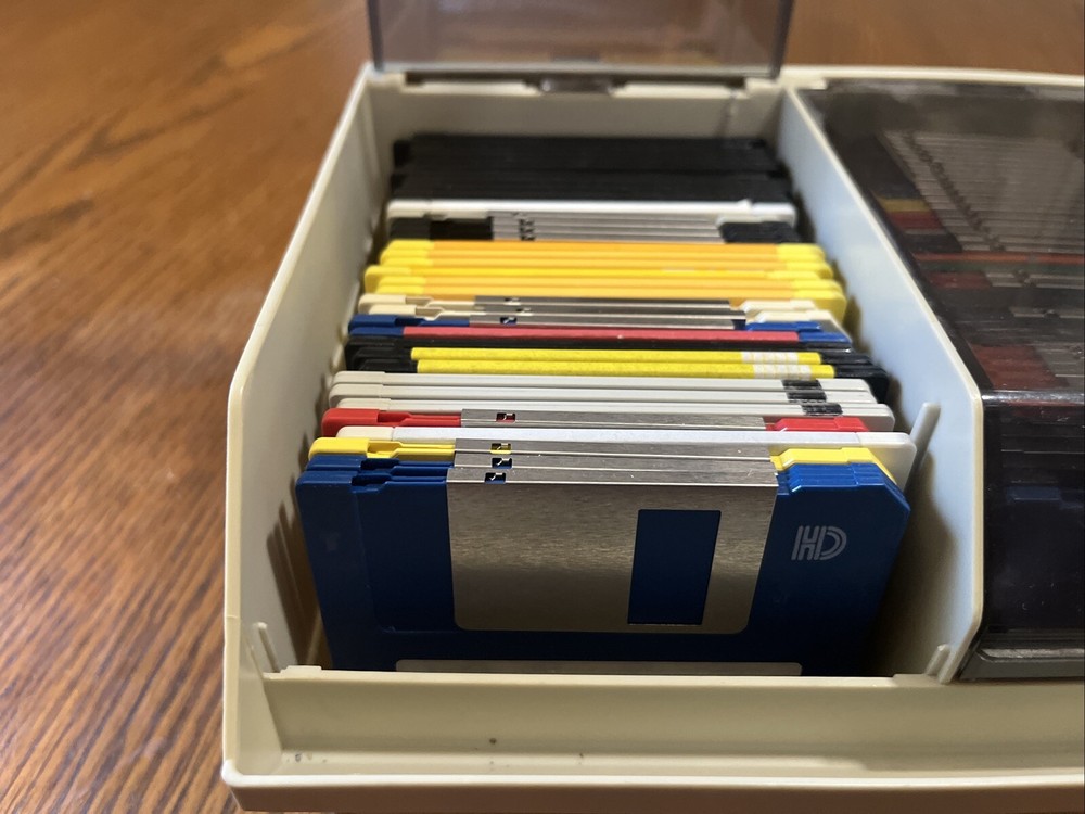 Disk case with 74 3 and a half inch disks