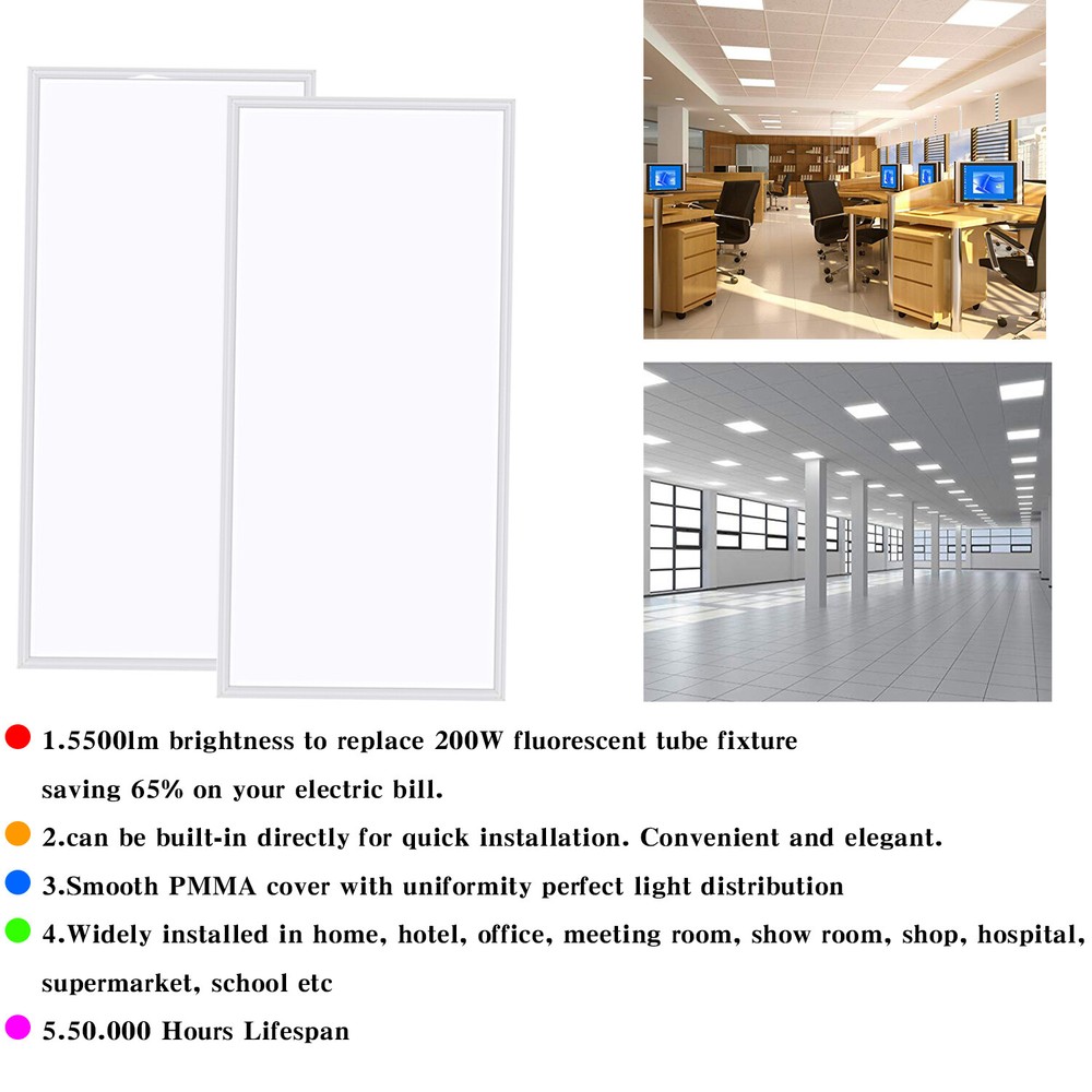 WYZM 2x4FT 75Watt LED Panel Light Office Drop Ceiling Light 5000k White 7800lm