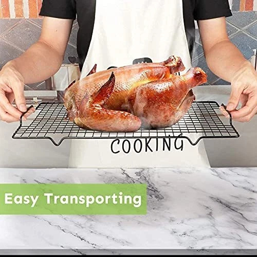 2 Pack Nonstick Wire Baking Rack with Handle, 16" x 10", for Cooking, Roasting