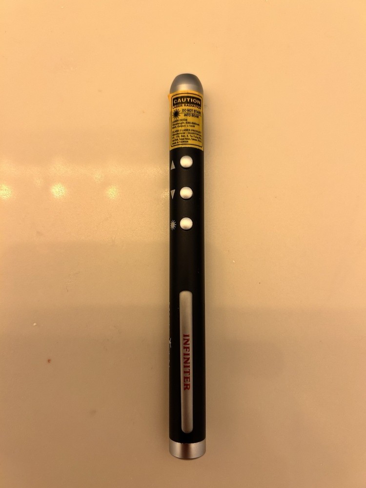 Infiniter LR1 Red Laser Pointer Pen, Remote Page Controller, USB, Battery