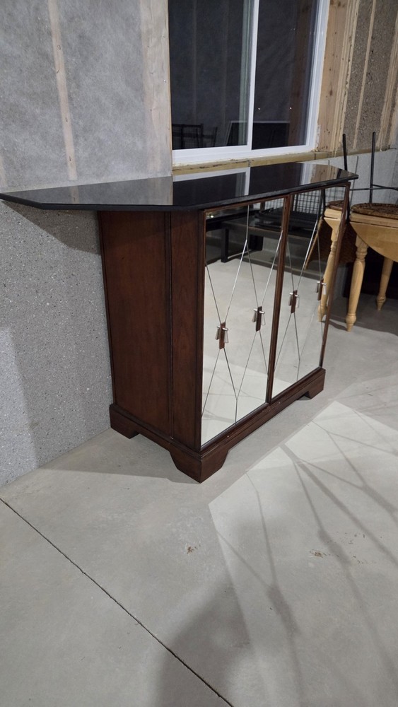 Solid Wood Wine Bar Cabinet with Quartz Top