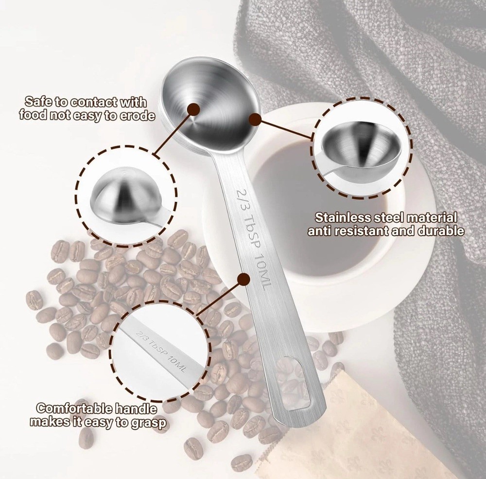 2pcs 2/3 Tablespoon 10 ML Stainless Silver Spoon