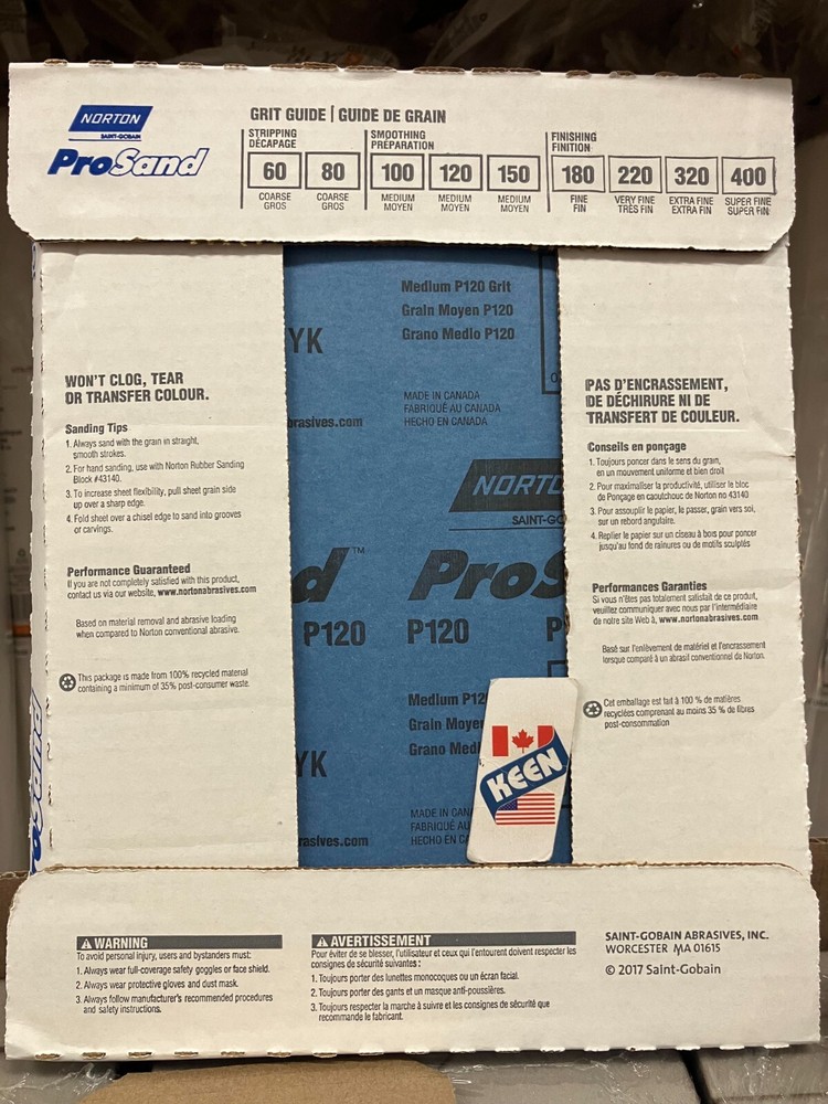 Norton CANADA ProSand 9" x 11" Sanding Sheets 120 Grit 20pack