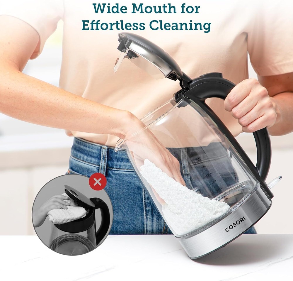 Electric Kettle, No Plastic Filter & Spout,Stainless Steel Inner Lid,Tea Kettle