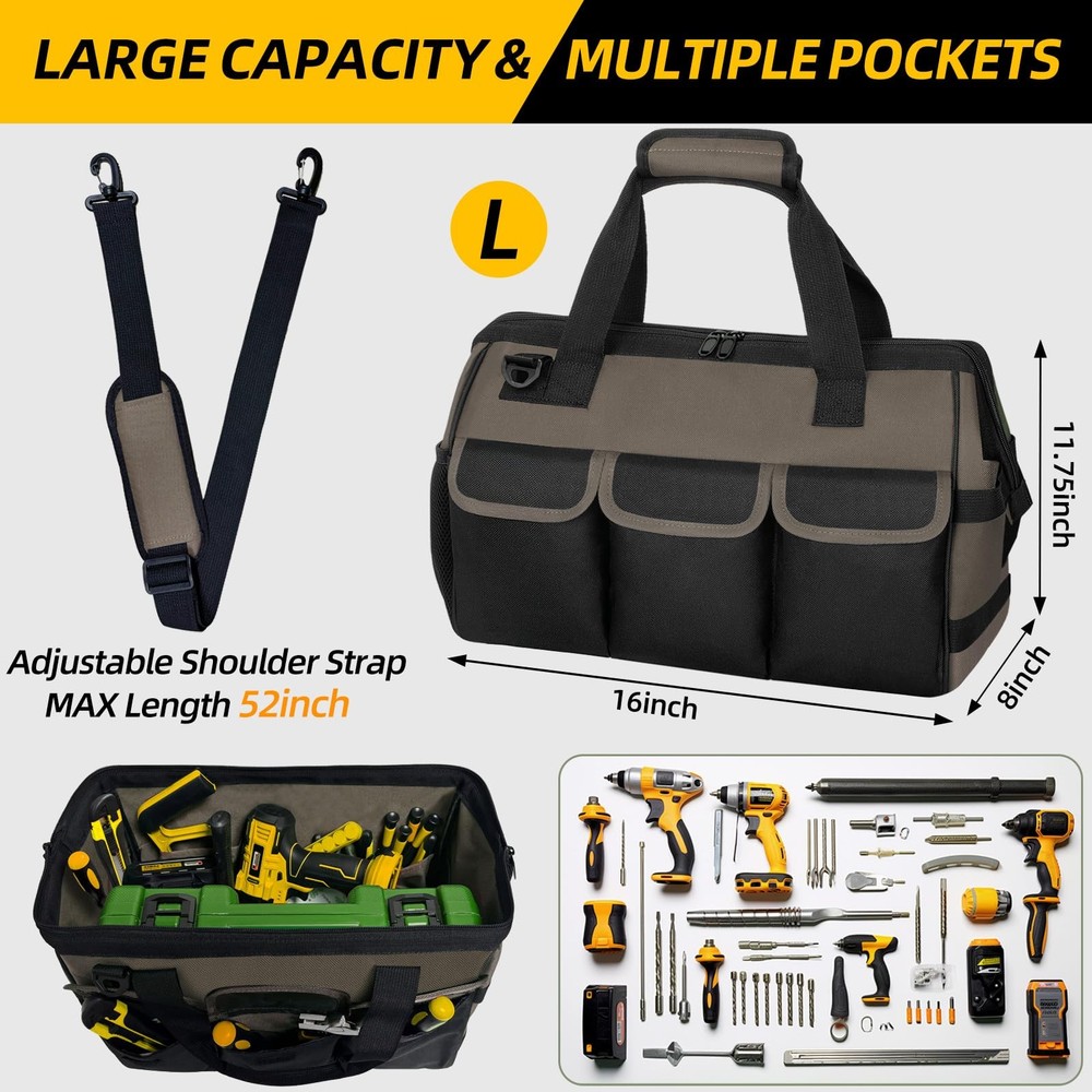 NECKORY Tool Bag, Portable Tool Box Organizer Adjustable Shoulder Strap, Carr...