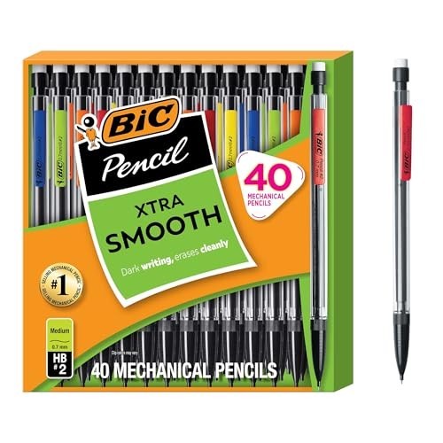 Smooth Mechanical Pencils 0.7mm Medium Point, Refillable & Retractable, 40-Pack