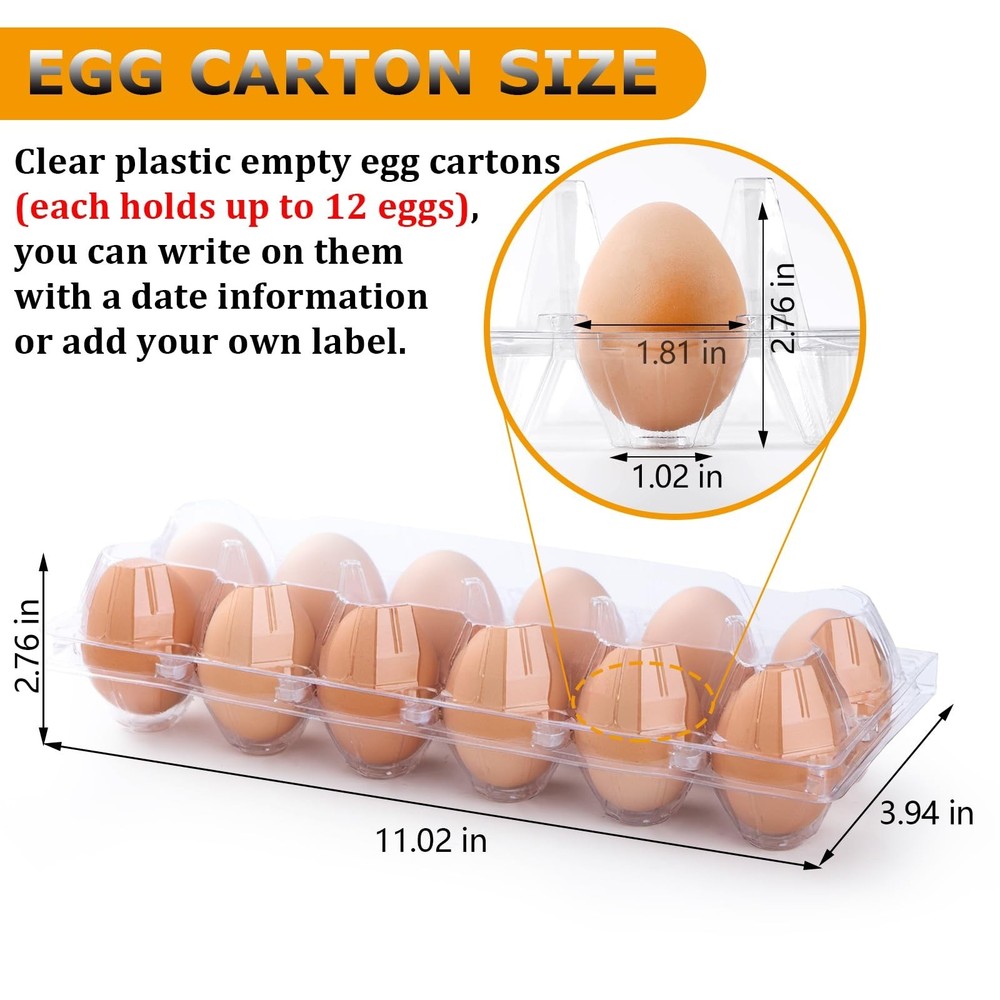 48 Pack Egg Cartons Cheap Bulk 12 Count, 1 Dozen Clear Empty Chicken Egg Cart...