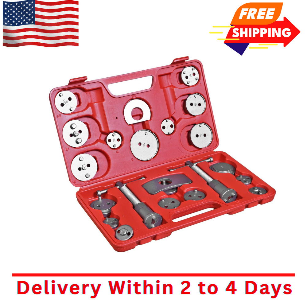 22 PCS Brake Caliper Press Tool Kit Disc Piston Compressor for Pad Reset Red Pro