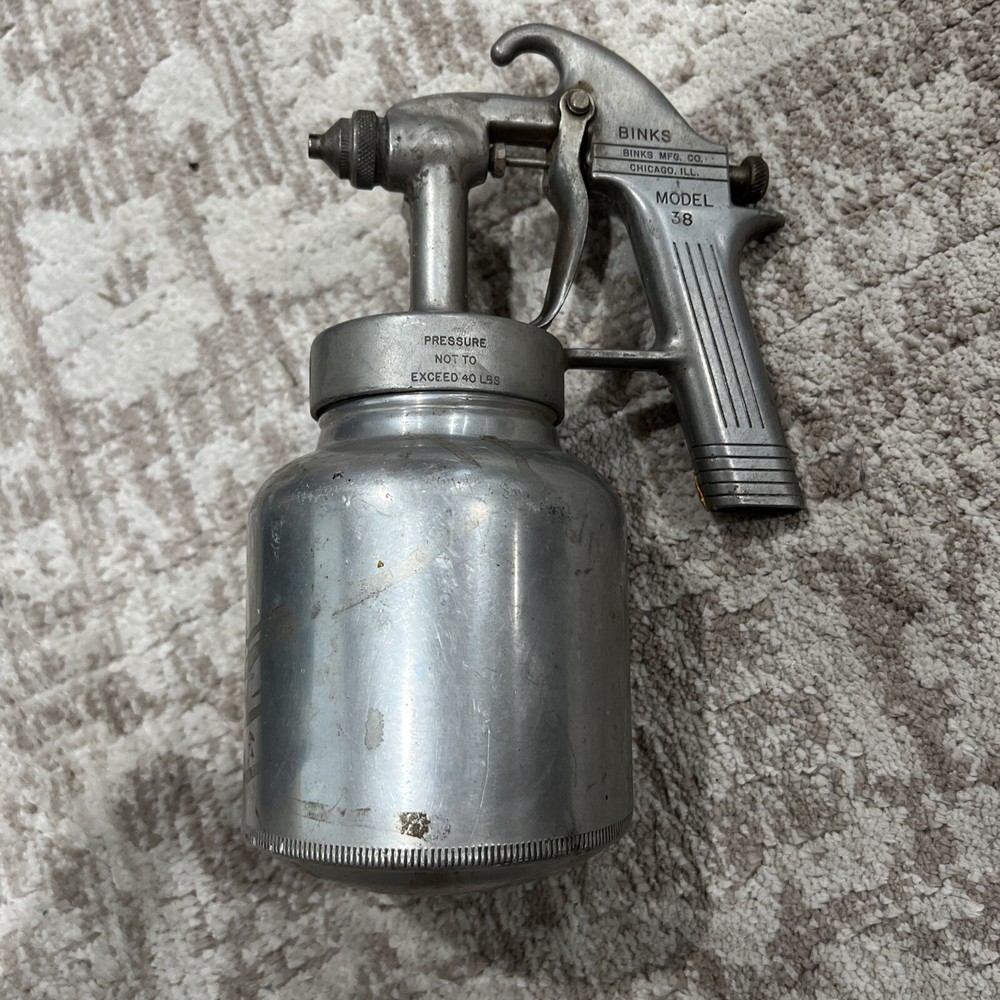 Binks Model 38 Spray Gun With Canister Vintage Made In Chicago USA Untested