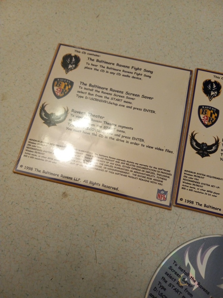 2x BALTIMORE RAVENS ~ 1998 Multimedia Experience CDs 1 Is New & Sealed 1 Opened