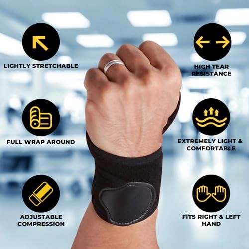 Wrist Band - Elastic & Breathable Fabric - Adjustable Medium (Pack of 1) Black