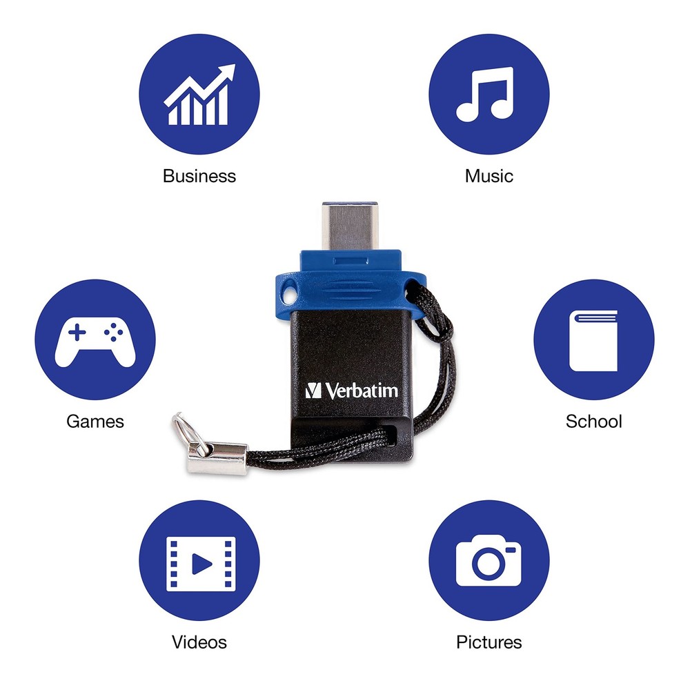 128GB Store 'n' Go Dual USB Flash Drive for USB-C Devices Blue