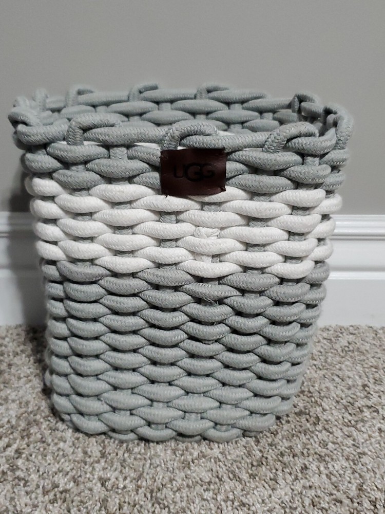 UGG Woven Thick Chunky Braided Basket Bin Sage Gray