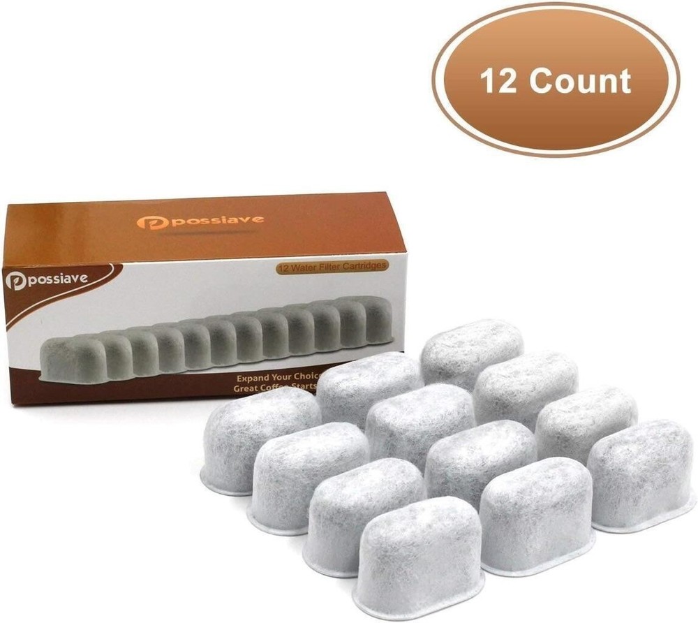 Possiave 12-Pack Universal Charcoal Water Filter Replacement for Coffee Makers