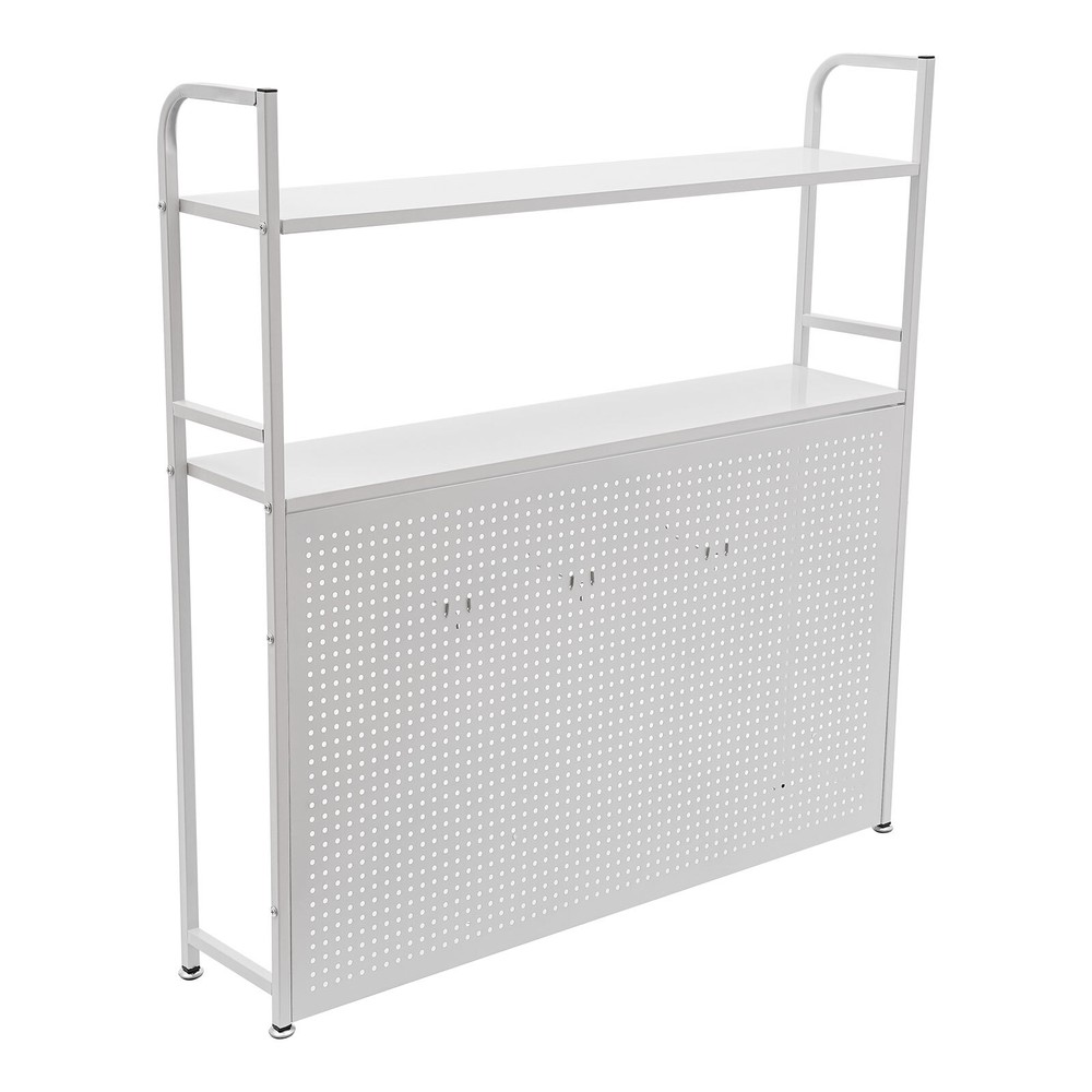 Stylish Desk Bookshelf with Dual Layer, Sturdy Iron & Customizable Hooks