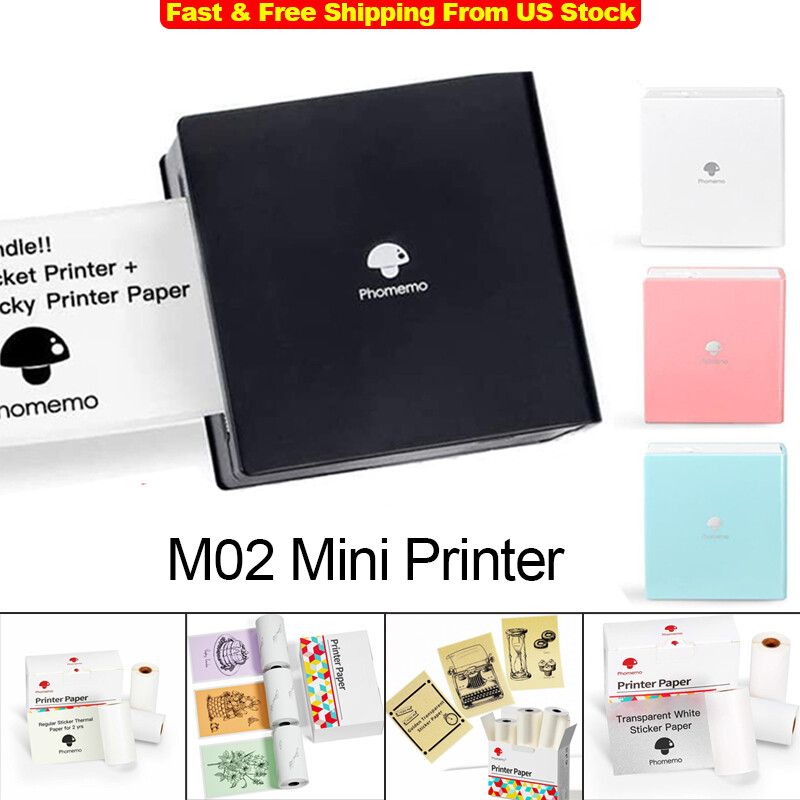 Phomemo M02 Mini Pocket Wireless Thermal Printer Bluetooth Sticker Maker Lot