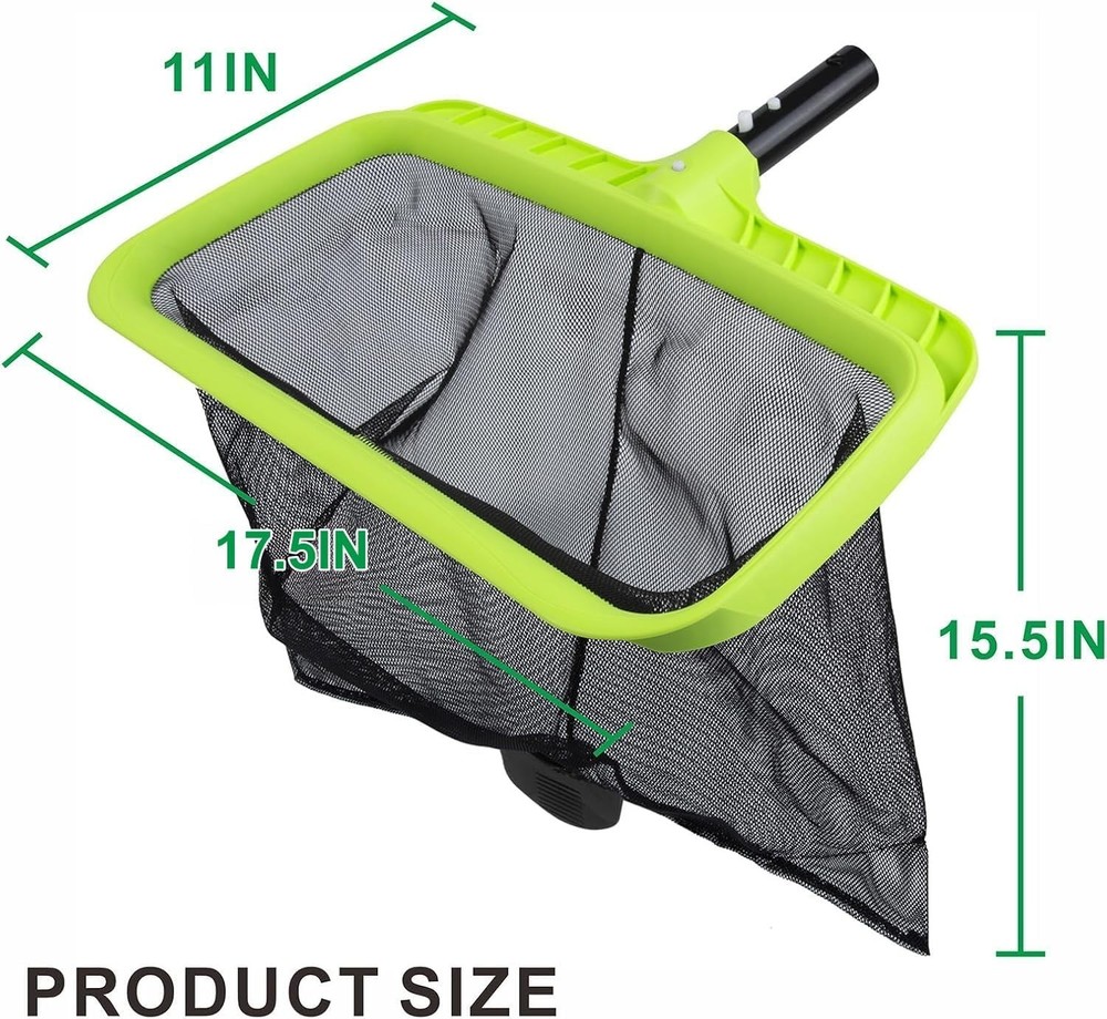 Pool Leaf Skimmer Net Reinforced Frame Deep Rake Plastic Edge Easy Clean Supp...