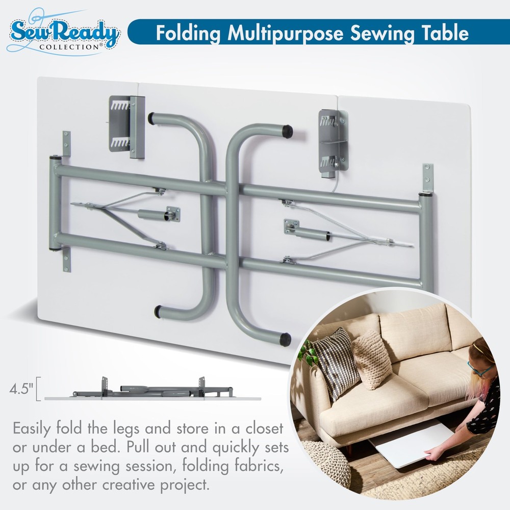 Sew Ready Folding Multipurpose/Sewing Table Craft Table Sturdy Computer Desk, Si