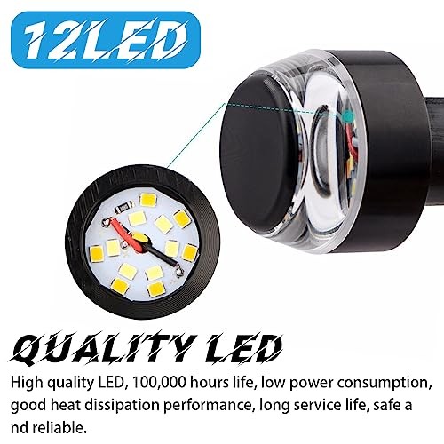 Motorcycle Handlebar End LED Lights, Handlebar Indicator Turn White/Yellow