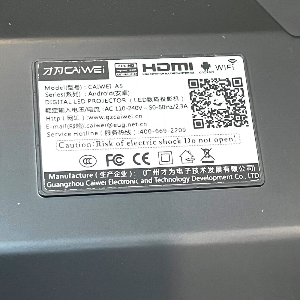 CAIWEI A5 Android Digital LED HD Projector Multimedia Home Theater Technology