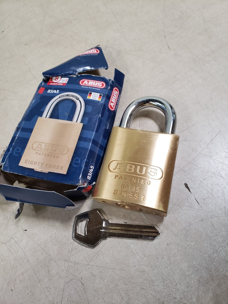 ABUS 83/45 Solid Brass Padlock w/ Key In Box OB#3000 NO SPRING