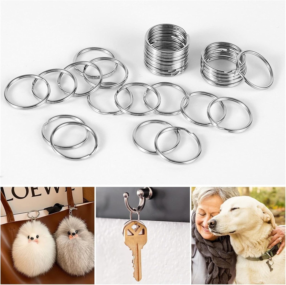 100PCS Key Rings Bulk, Split Rings, Keychain and Crafts 1 silver