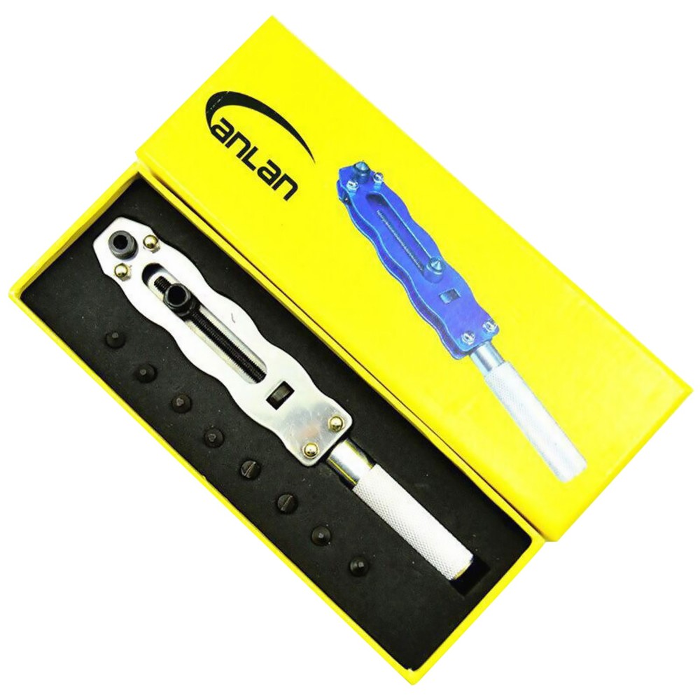 Watchmaker Watch Back Case Opener Adjustable Remover Wrench Tool Silver w/ 8 Tip