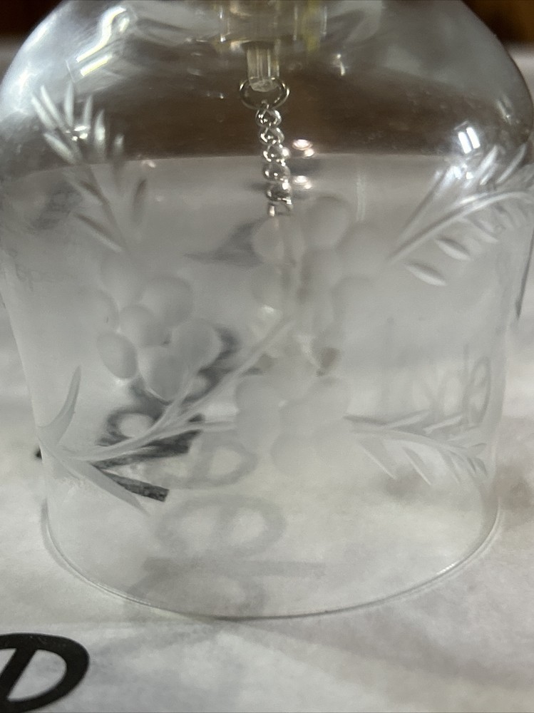 Vintage Glass Crystal Bell Engraved Flowers