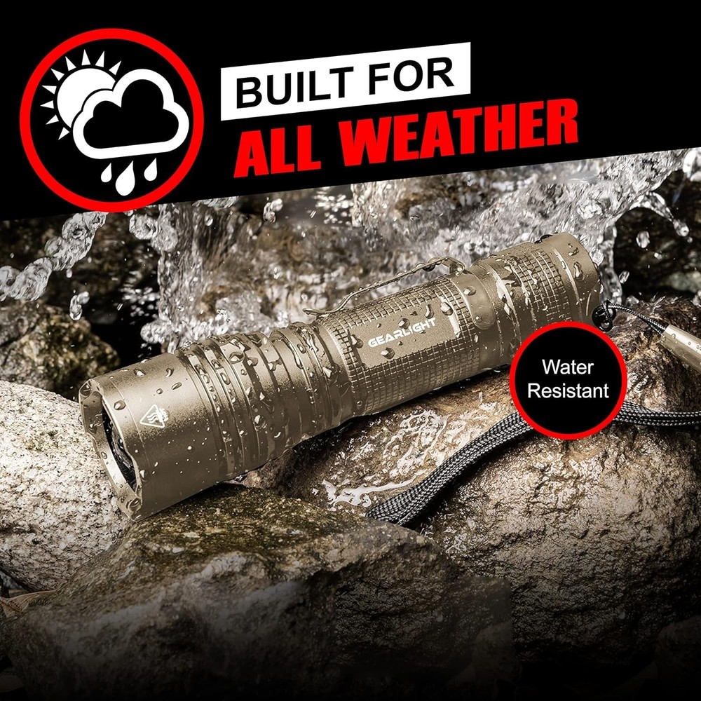 GearLight TAC LED Flashlight 2 Pack Compact Tactical Flashlights DESERT TAN COLO