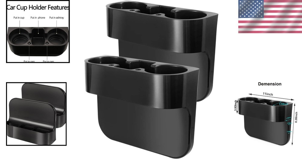 Multifunctional 2-Pack Car Seat Cup Holders - Space-Saving & Easy Installation