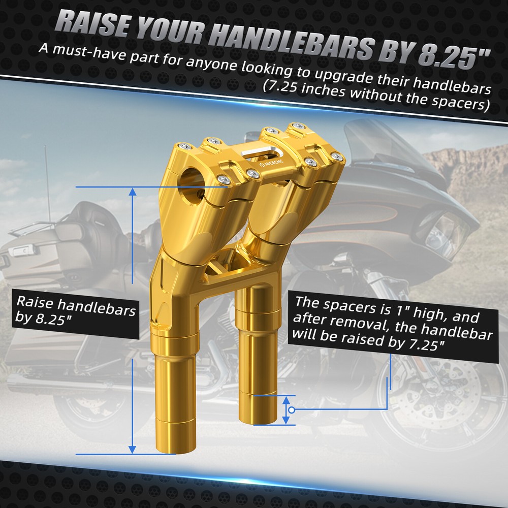 CNC Handlebar Risers Modular Risers Clamp for Harley Dyna Low Rider FXLR 93-94