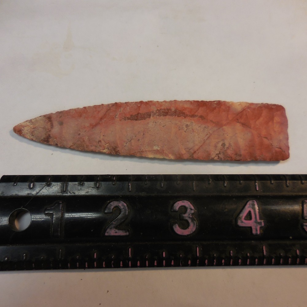 RED JASPER AGATE BASIN POINT--CLASSIC FORM AND FLAKING