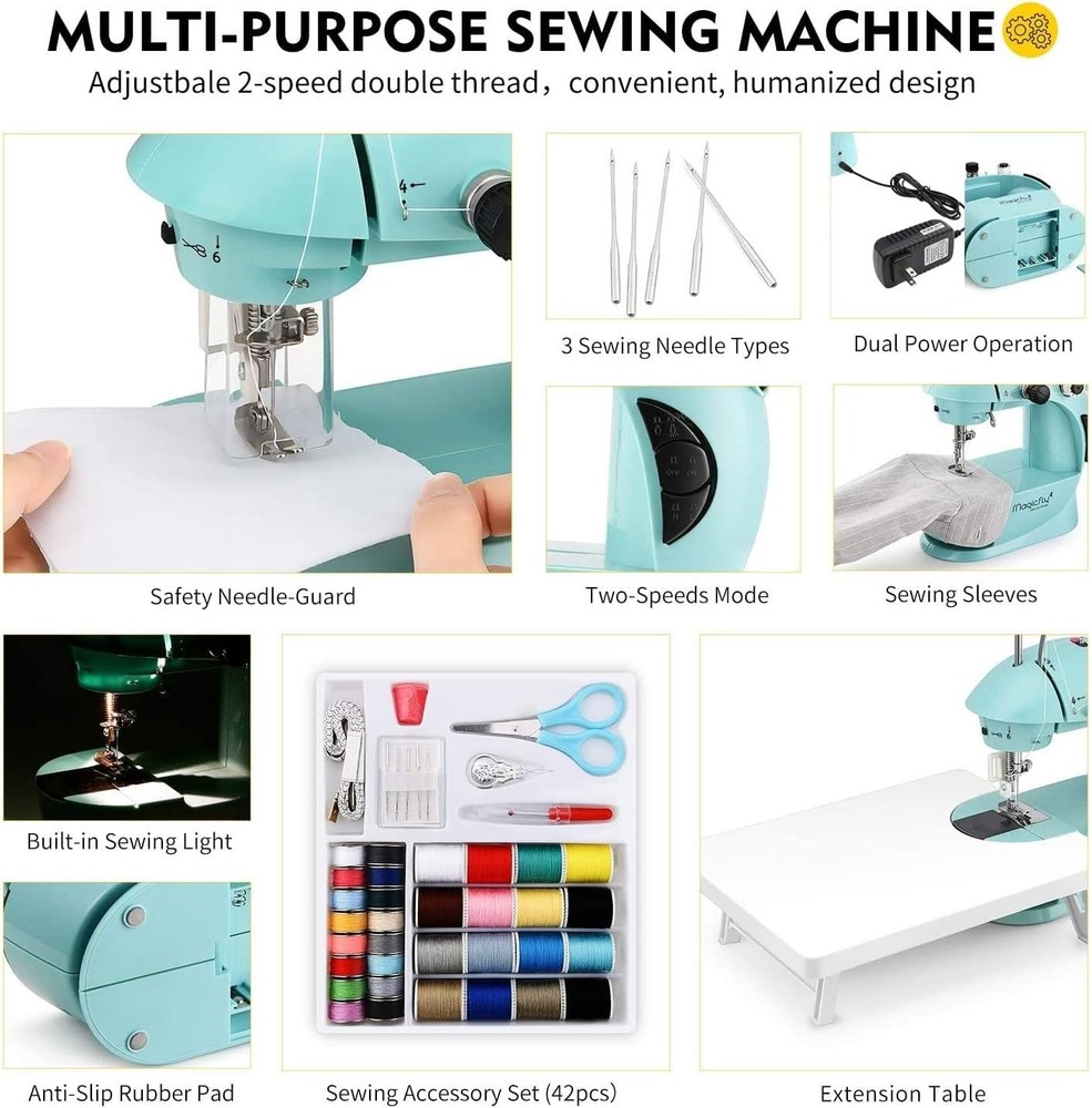 Mini Sewing Machine with Extension Table, Dual Speed Portable Sewing Machine ...