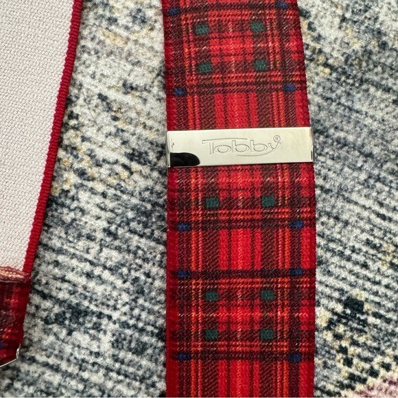 Tobby Red Plaid Pattern Suspenders Braces Austrian New
