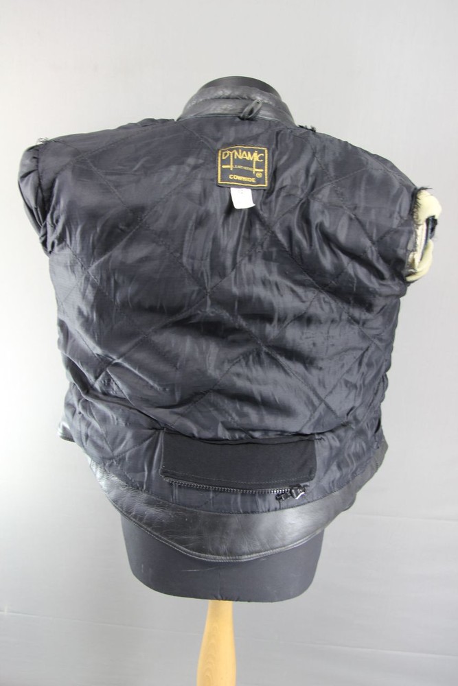 CLASSIC BLACK DYNAMIC LEATHERS COWHIDE BIKER JACKET SIZE 12