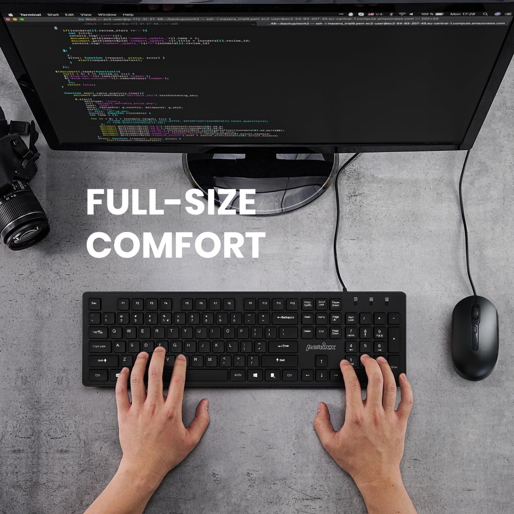 Wired Standard PS2 Keyboard Mouse Combo Full-Size Layout PERIDUO-117P
