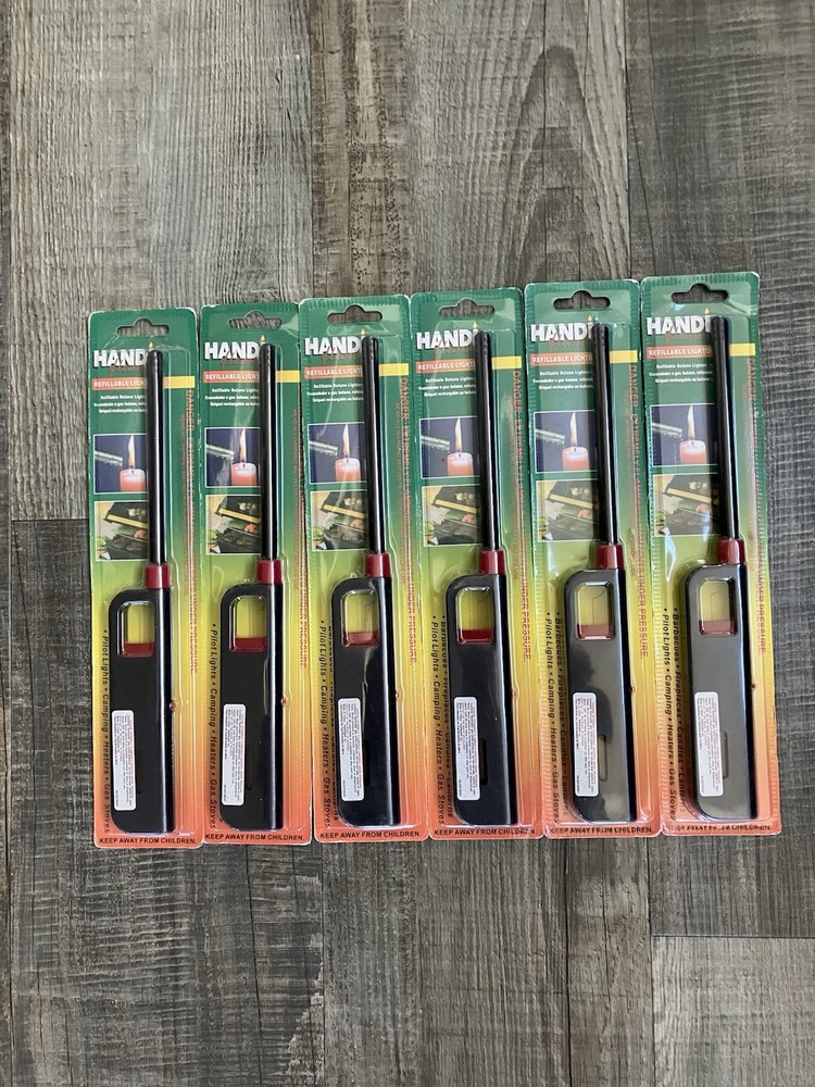 6 pack Handi flame refillable Butane multi-purpose camping BBQ home lighter