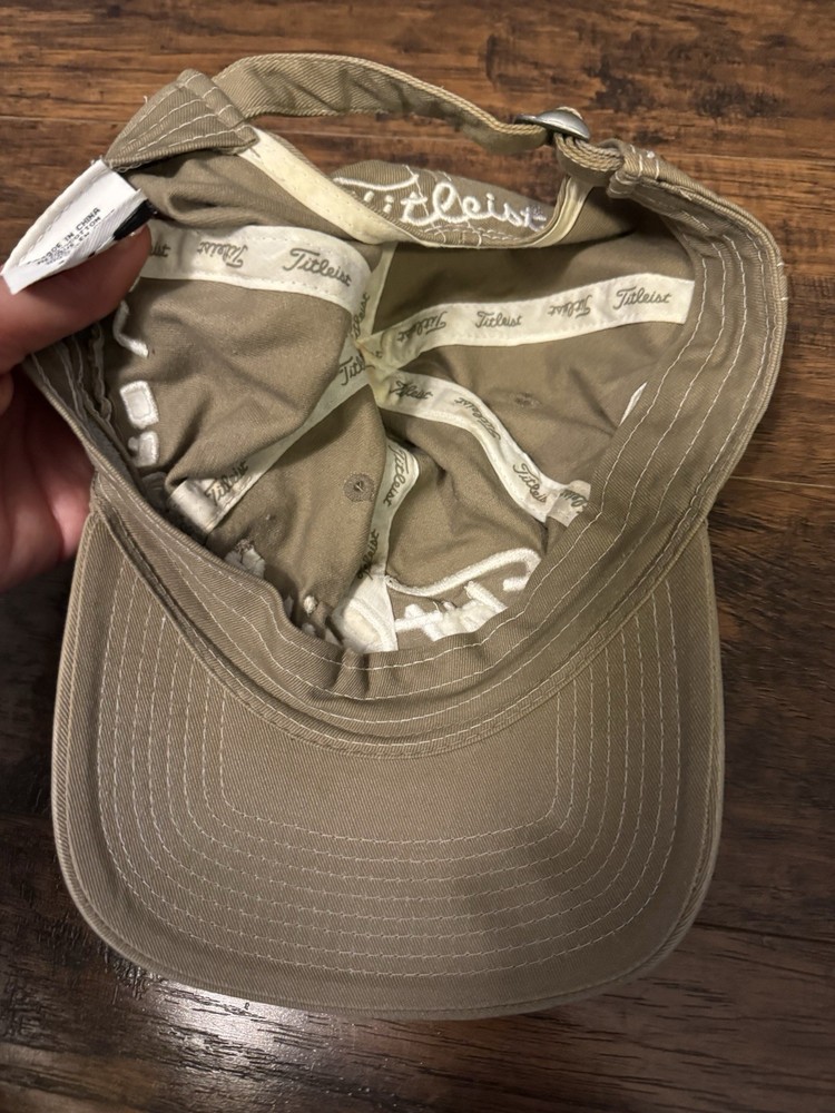 Titleist Golf Hat Tour Performance Strap Back Adjustable Ivory